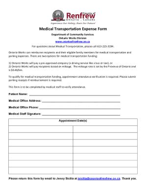 Fillable Online Ontario Works - Medical Transportation Assistance ...