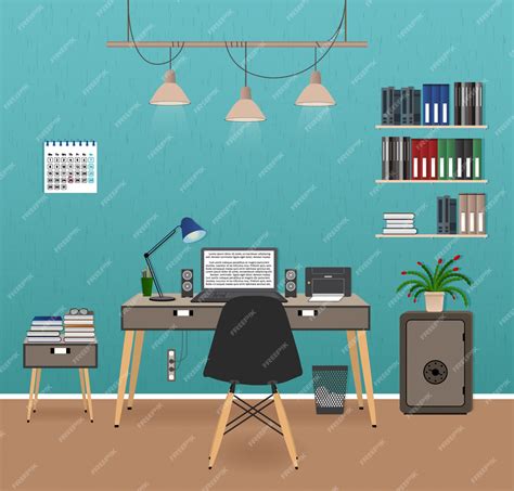 Office room interior with workspace. workplace organization in business ...