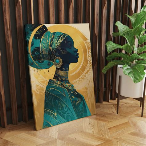 Royal African Woman in Gold - Premium Canvas Wall Art | Artistic ...