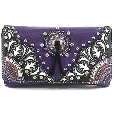 Buy Zelris Autumn West Fringe Concho Women Crossbody Wrist Trifold ...