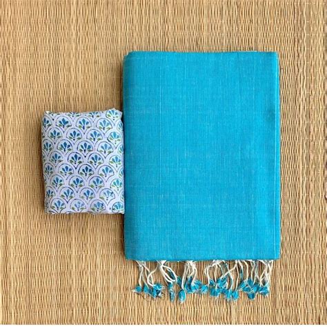 SURPASSING TURQUOISE COLOUR TRADITIONAL LOOKING CHANDERI COTTON SAREE ...
