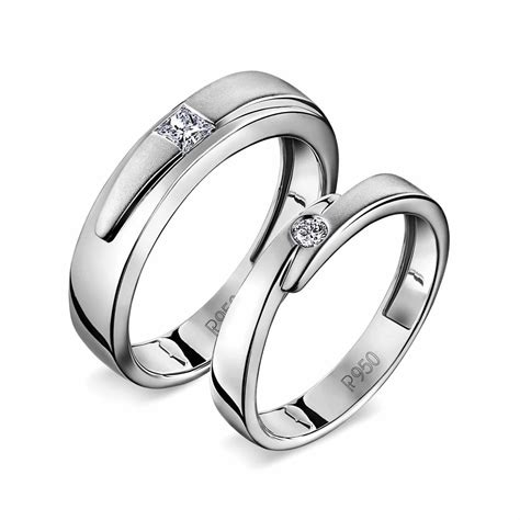 Conjoining Platinum Rings for Couples with Single Diamonds JL PT 599 ...