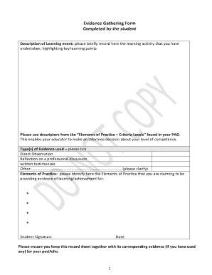 Fillable Online Evidence Gathering Form Completed by the student Fax ...