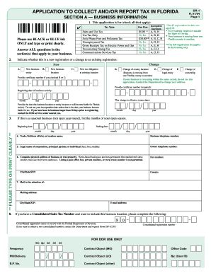 Fillable Online APPLICATION TO COLLECT AND/OR REPORT TAX IN FLORIDA Fax ...
