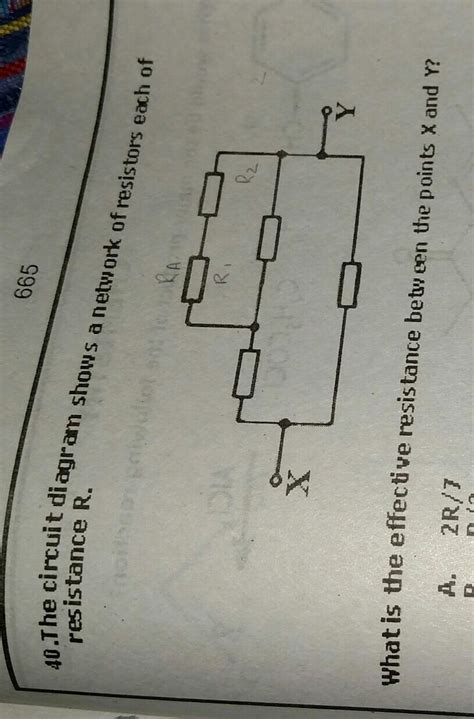 10.The circuit diagram shows a network of resistors each of resistance ...