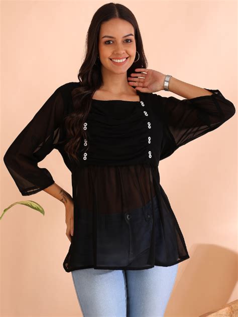 Dotted Rayon Dobby Solid Regular Top (Blue) – Yash Gallery