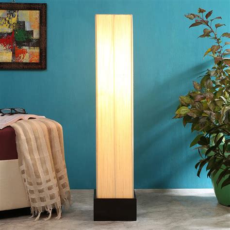 Buy Axiya Wooden Tower Floor Lamp With Khadi Shade - Off-White Online ...