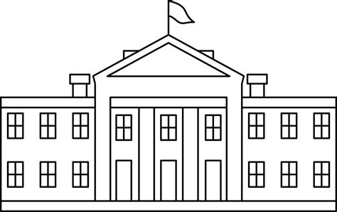 Black Line Art White House Icon in Flat Style. 24375648 Vector Art at ...