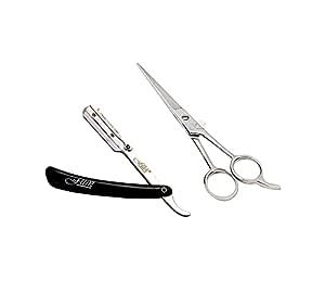 Fllik Combo of Salon Barber Use Hair Cutting Scissor and Folding Razor ...