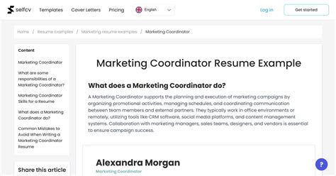 Marketing Coordinator Resume Example
