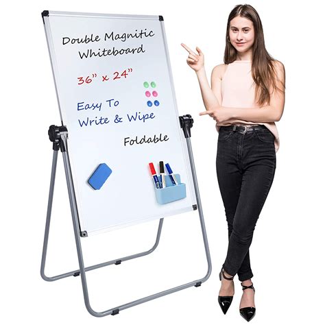 UIFER Stand White Board, Double Sided Magnetic Dry Erase Board Height ...
