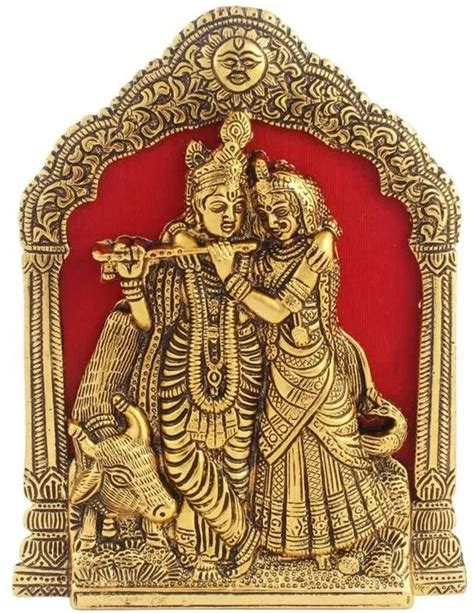 Kridaykraft Antique Golden Finish Radha Krishna With Cow On Thin Metal ...