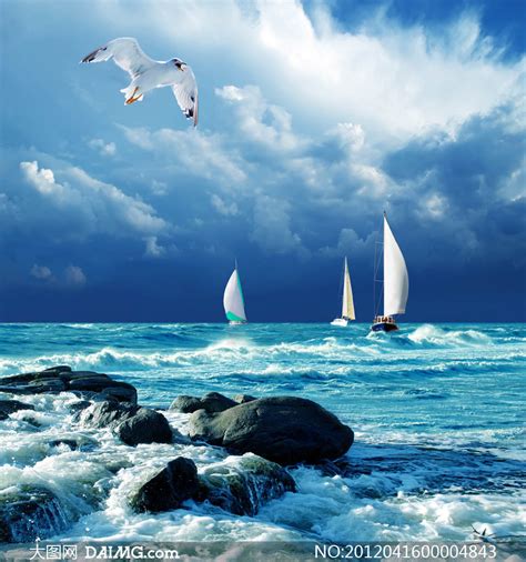 大海里乘风破浪的帆船摄影图片_大图网图片素材