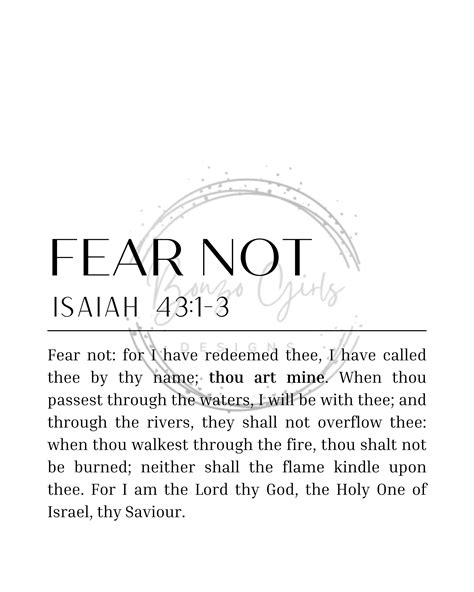Fear Not Isaiah 43:1-3 Bible Verse Modern Minimalist Print - Etsy ...