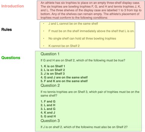 Image result for LSAT Logic Games Example