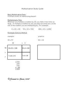 Image result for Multiplication Study Guide