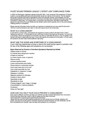 Fillable Online PUGET SOUND PREMIER LEAGUE LYSTEDT LAW COMPLIANCE FORM ...