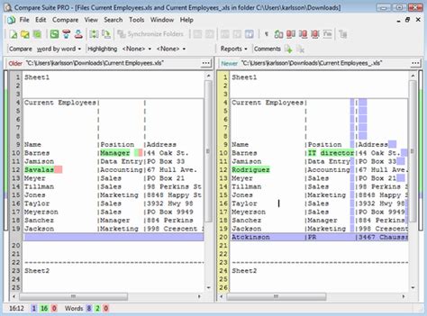 Comparing Files 的图像结果