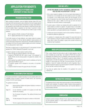 Pa Department Of Public Welfare Application For Benefits Form - Dpw ...