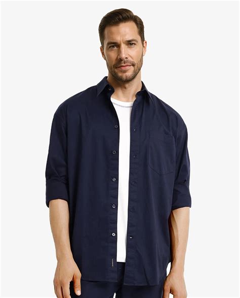 Buy Lewi - Navy Boxy Fit Plain Shirt| Rare Rabbit