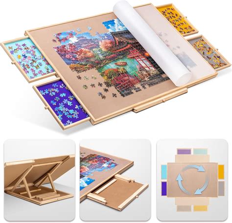 Tektalk Rotating Jigsaw Puzzle Table with Integrated Adjustable Stand ...