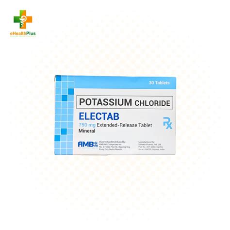 ELECTAB (Potassium Chloride) 750mg ER Tablet | eHealthPlus: Online Pharmacy & Healthcare Store ...