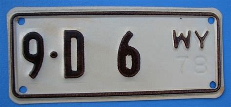 MINT ! 1978 WYOMING MOTORCYCLE CYCLE DLR LICENSE PLATE " 9 D 6 " WY 78 ...