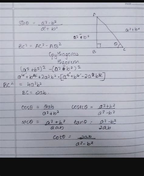 if sin theta equal to a square minus b square by a square + b square ...