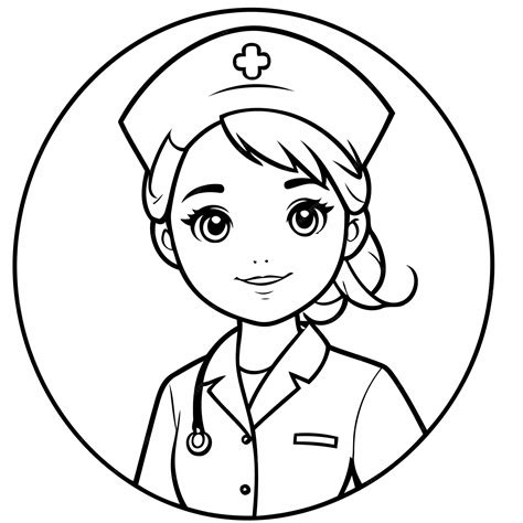 Simple vector illustration of nurse drawing for toddlers colouring page ...