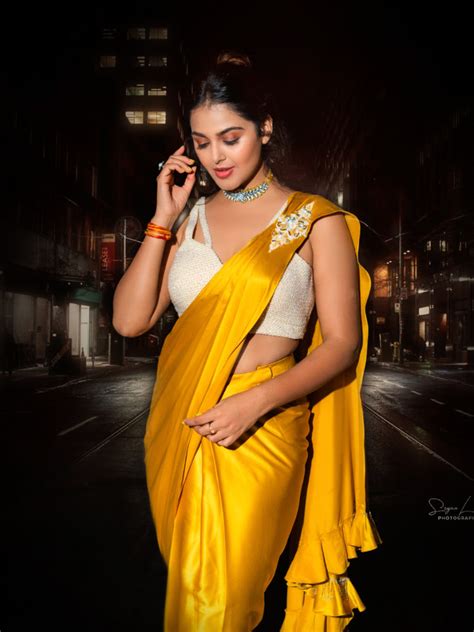 Mustard Yellow Satin Drape Saree – Tirumala Designers