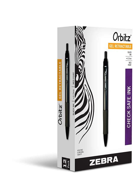 Zebra Pen Orbitz Gel Retractable Rollerball Pen, Medium Point, 0.7mm ...