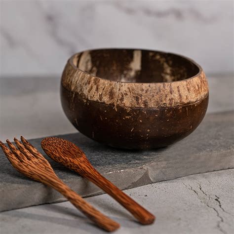 Buy Coconut Shell Boho Jumbo Bowl with Spoon and Fork Online On Zwende