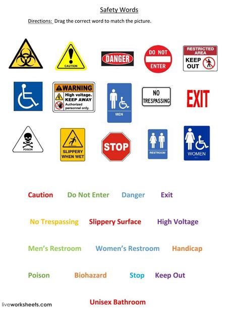 Safety Signs Worksheet 的图像结果
