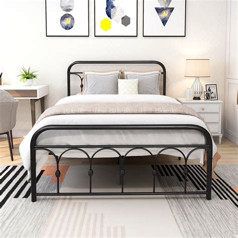 Buy SESSLIFE Full Size Bed Frame, Antique Full Platform Bed Frame with ...