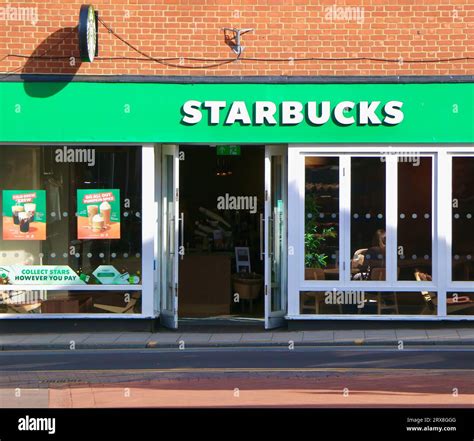 Facade and entrance of Starbucks coffee shop Sevenoaks Kent England UK ...