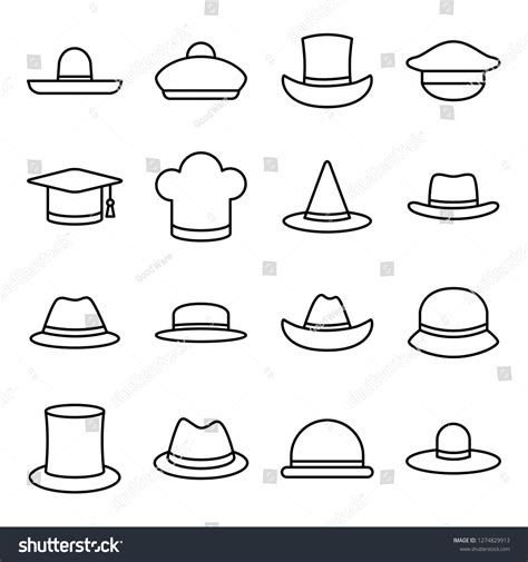 Hat Icons Pack Isolated Hat Symbols Stock Vector (Royalty Free) 1274829913