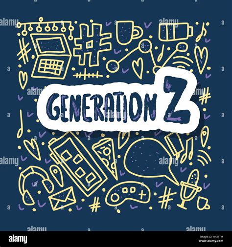 Generation z poster with sticker. Text with digital symbols. Vector concept illustration Stock ...