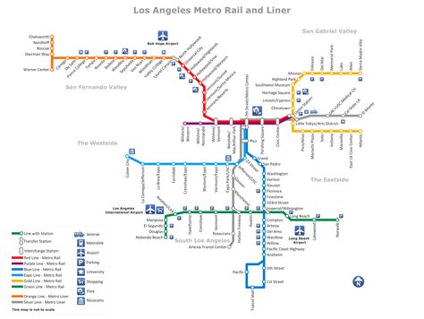 Metro Rail and Liner Los Angeles Map www.conceptdraw.com | Metro rail, Visit los angeles, Metro map