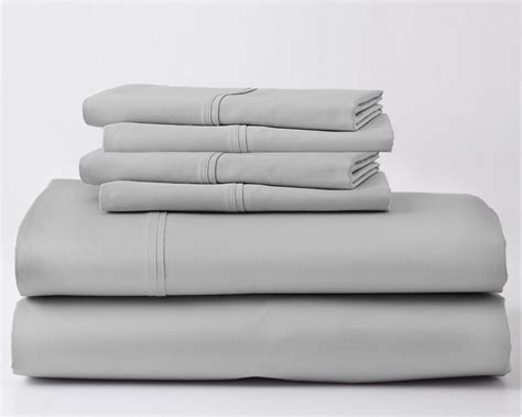 ABORN 700-Thread-Count, Egyptian Cotton, 6 PC Full-XL Light Grey 18 ...