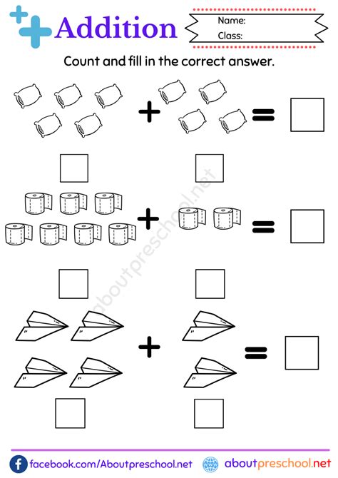 Free Kindergarten Addition Worksheet 6 - About Preschool