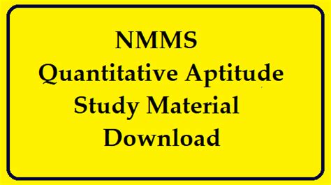 NMMS Quantitative Aptitude Study Material Download - TS TET Online ...