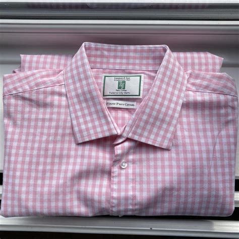 Men’s Leonard Jay, pure cotton, pink gingham shirt.... - Depop