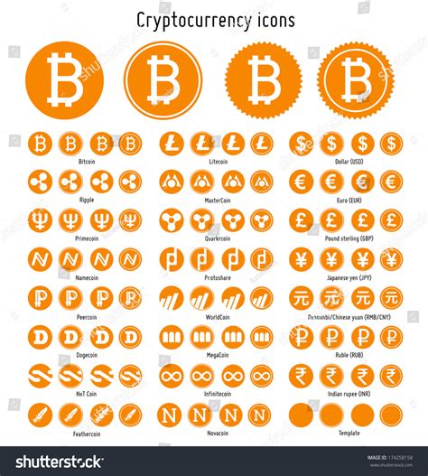 Bitcoin Other Cryptocurrency Vector Symbols Web: vector de stock (libre de regalías) 174258158 ...