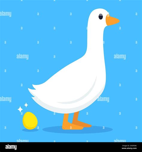 Cartoon goose laying golden egg. Business idea and wealth metaphor ...