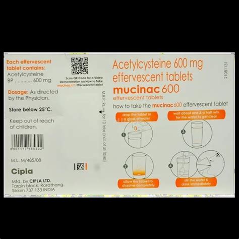 Buy Mucinac 600mg Tablet 10s Online at Best Price | Medkart
