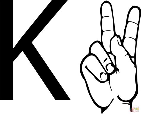 ASL Sign Language Letter K coloring page | Free Printable Coloring Pages