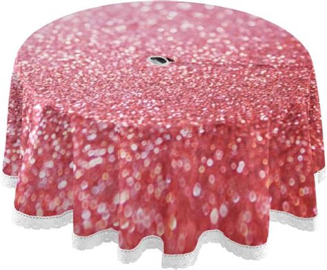 Coolnut Red Sparkling Shiny Round Tablecloth 60In,Waterproof Round ...