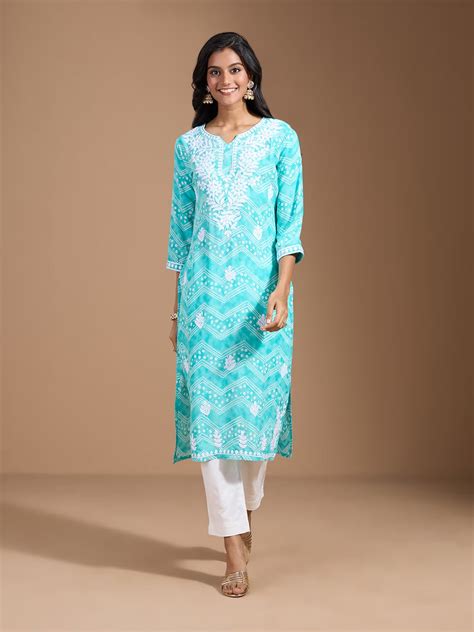 Rayon Women Ethnic Motifs Embroidered Chikankari Kurta – Buy Best ...