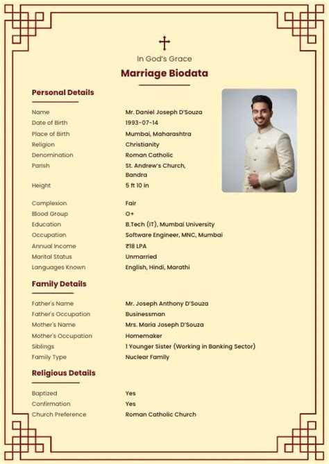 Christian Marriage Biodata Format (PDF, Word, Images) – Free Templates ...