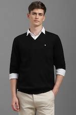 Buy Men Black Solid V Neck Full Sleeves Sweater Online - 39828452 ...